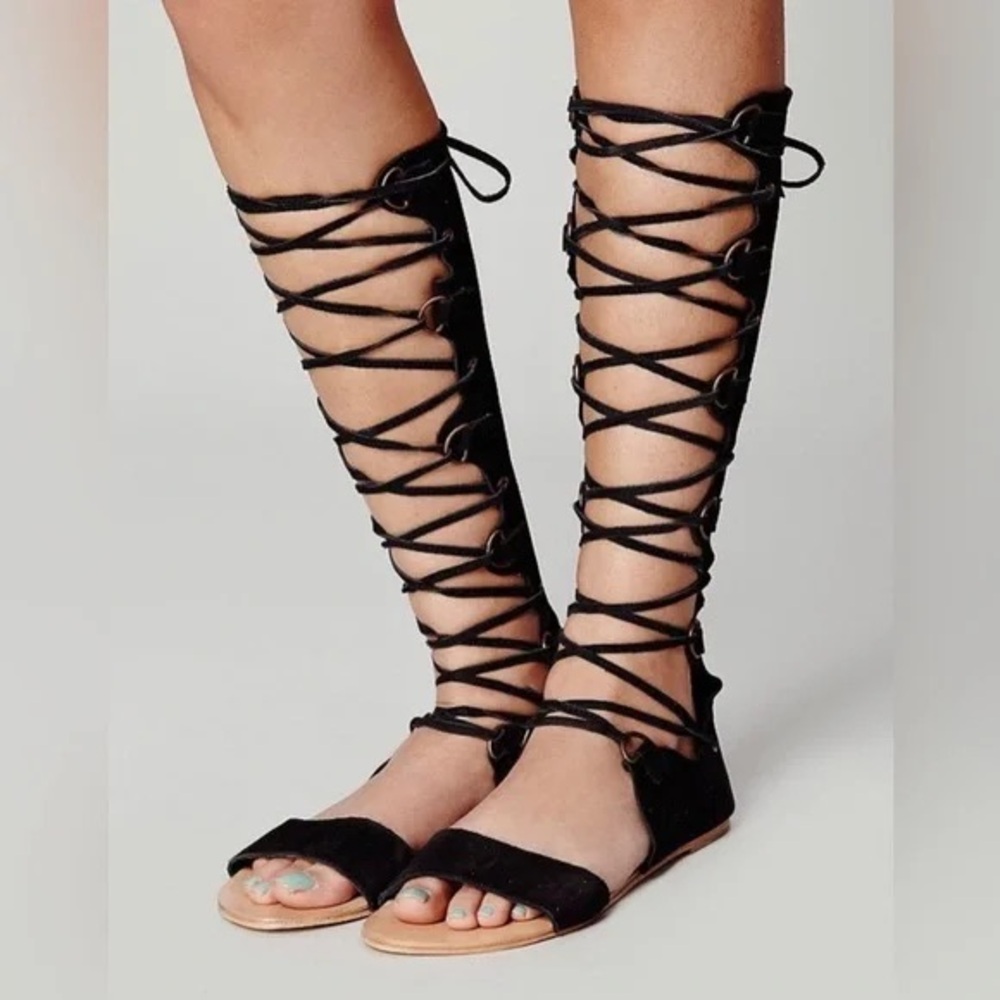Free people Black Gladiator Sandals